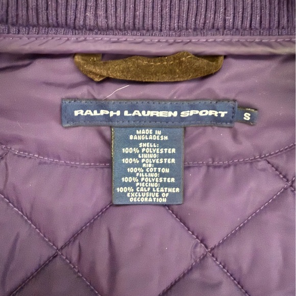 Ralph Lauren Sport Purple Quilted Suede Preppy Y2K Embroidered Women’s Vest - Picture 2 of 10